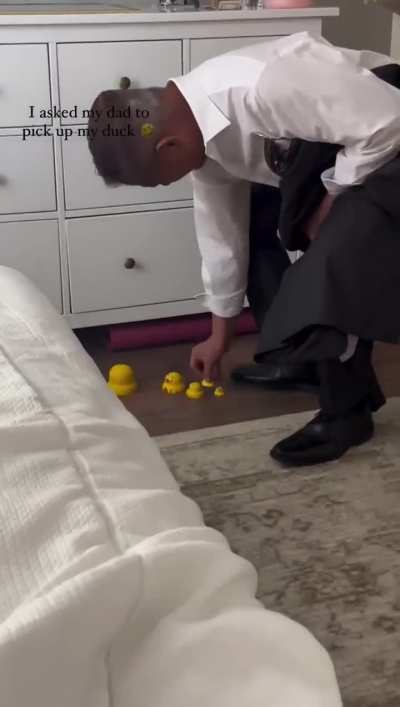 She asked her dad to pick up her duck