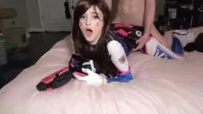Cute D.Va cosplayer fucked doggystyle