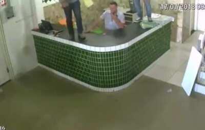 A ferocious creature enters the room