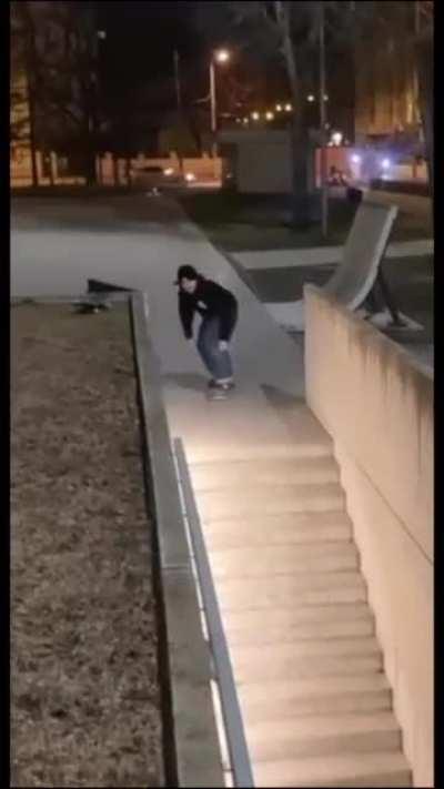 Jumping the narrow without a helmet.