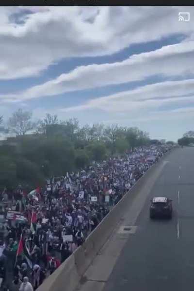 Over 200k protesters in Detroit today walking in solidarity with Palestine