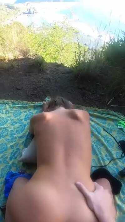 Fucking on a cliff overlooking the beach! [f][m]