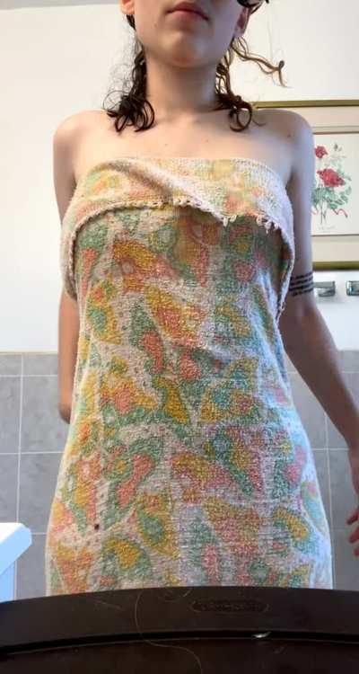 Oops, my towel fell…