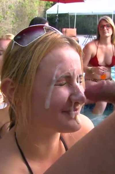 She Lets Him Cum on Her by The Pool