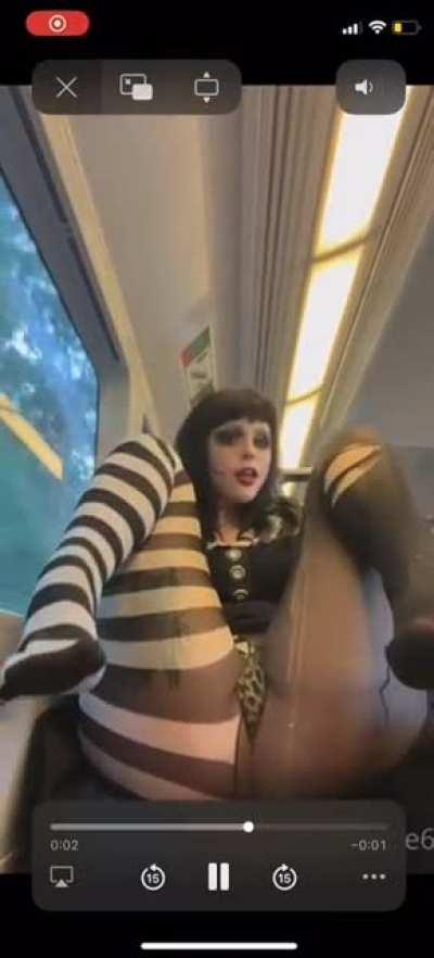 She probably on a train risking it all