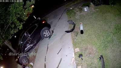 Hit and run driver smashes into my wife's car and our house...[OC]