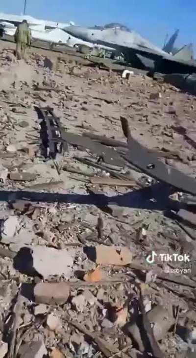 ua pov: Ukrainian soldiers walk through former Ukrainian airbase - most likely Mirgorod