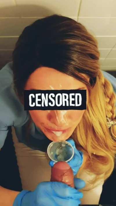 We got CAUGHT..Interrupted cumshot facial at the sperm bank