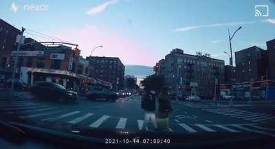 Truck ran a red light and hit a pedestrian crossing