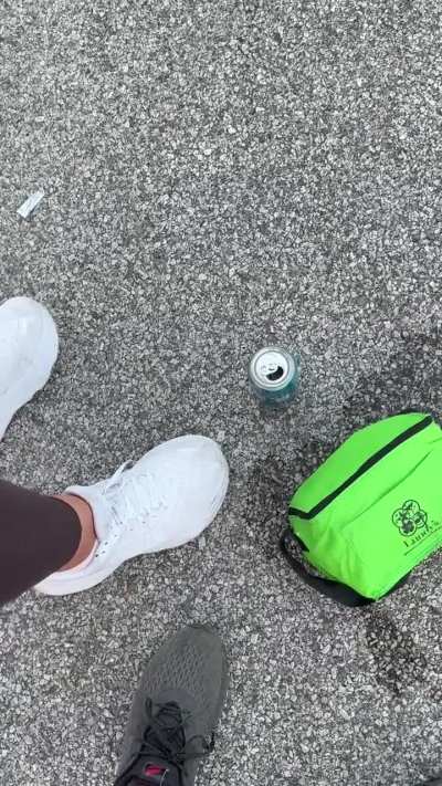 Beer can stomp at a concert