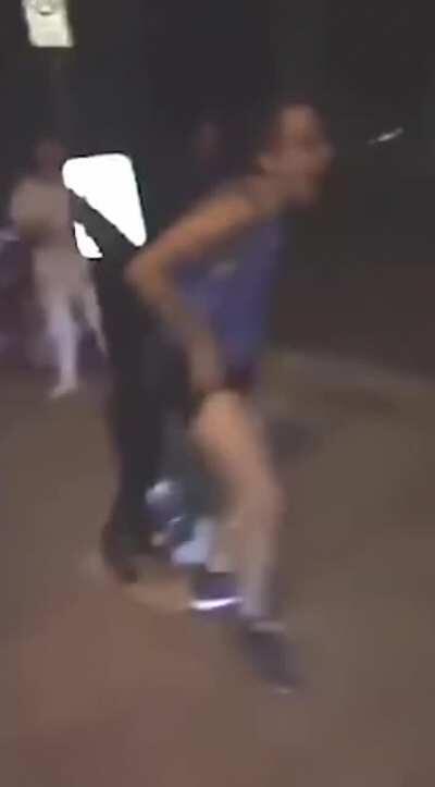 Jumping over the sign