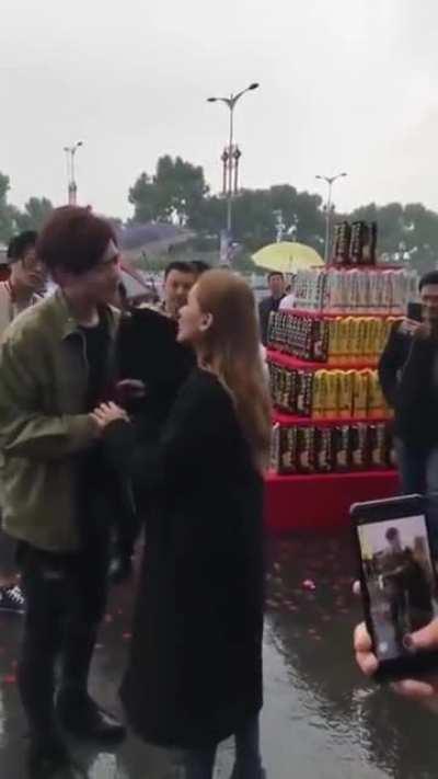 Rich guy's proposal gets rejected by a girl. He resorts to throwing a tantrum