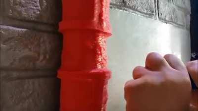 Making fake brick print on a wall.