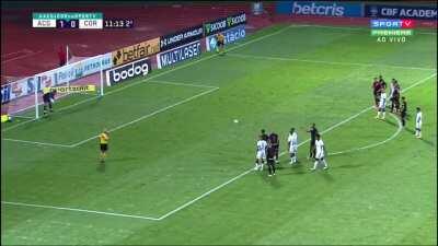 Lance do pênalti no Fagner e a batida de Fábio Santos para empatar o jogo