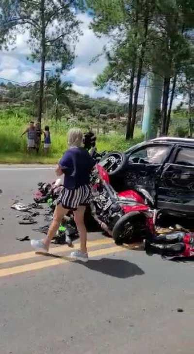 Aftermath of an accident in Serra Negra SP Brazil. At least one dead