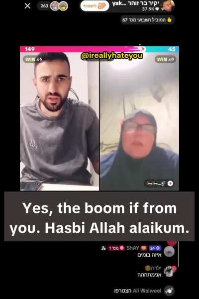 Israeli comedian mocks Palestinian woman over stream when he hears an explosion