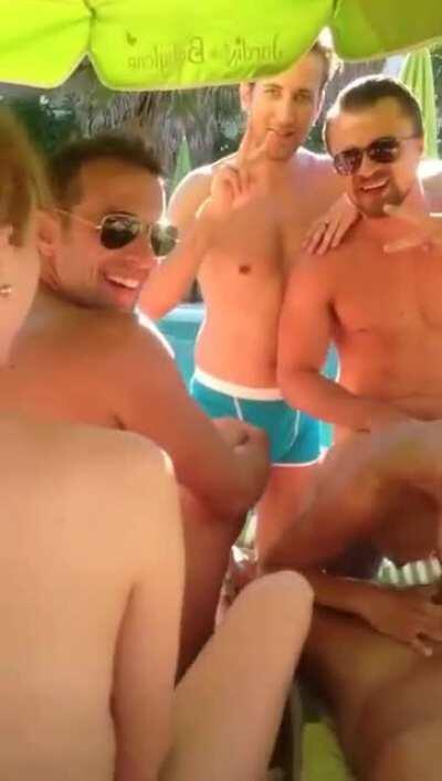 Slut getting it in both ends while people watch