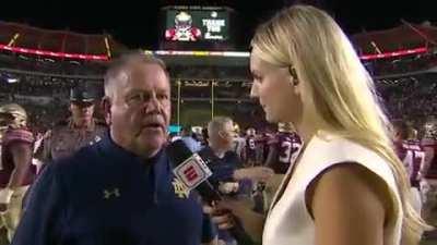 Notre Dame football coach Brian Kelly after Notre Dame's win over Florida State: 