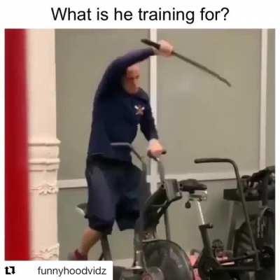 Training for a ninja triathlon.