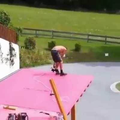 Worker syncs his work with the band to not disturb them! [Cross Post]