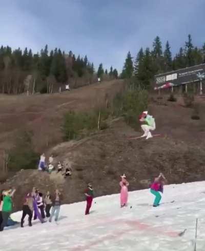 Gets up celebrating like he didn’t just murder someone.