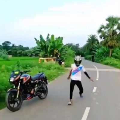 the helmet is keeping him safe at least