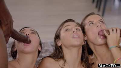 Keisha Grey rubbing Ricky Johnson's balls making him blow his cum load all over Keisha and Abella pretty faces. Jason Brown jerks his cum load all inside Karlee Grey's mouth. Love how these whores slurp on their tips sucking all the remaining cum out of t