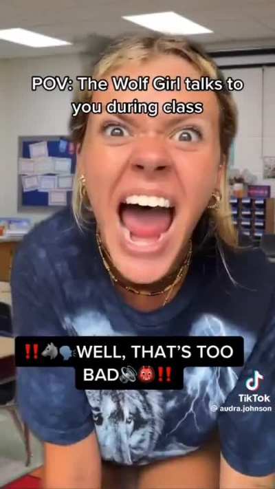 POV: The Wolf Girl talks to you during class