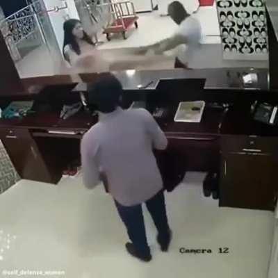 Guy tries to beat up a Woman and got what he deserves