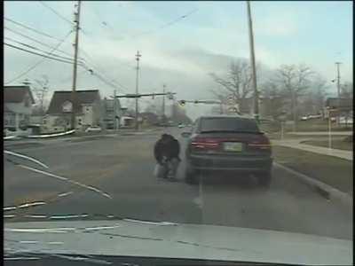 Guy taken t'hospit'l in stable condition after getting hit a couple times.