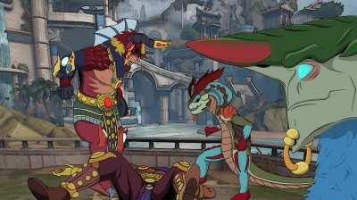 Gilgamesh getting beat up by Tiamat's children