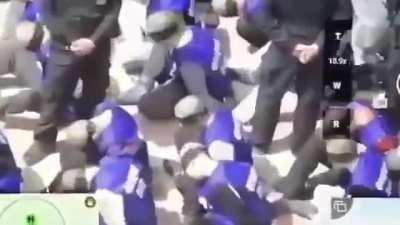 I don't know if it was here, but it's worth showing. Uyghurs led to concentration camps. The world community does not pay attention to the crimes of China.