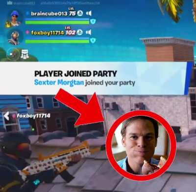Dexter decided to join my Fortnite lobby…
