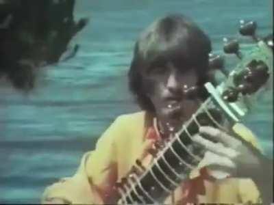 Ravi Shankar Teaching George Harrison How to Play the Sitar. (1968)
