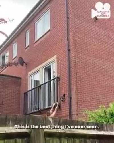 It's amazing how fear can cause a human to hang from a ledge for what seems like an eternity