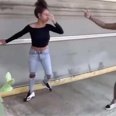 Girl In stripes has hands 💀