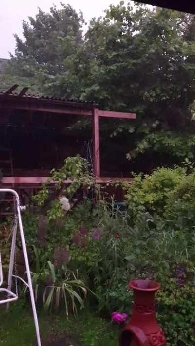 Heavy rain on a shack near Konstanz, Germany