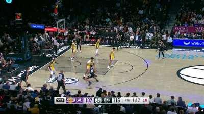 [Highlight] Damian Jones is left on an island with Cam Thomas, who puts the moves on him and hits the stepback 3