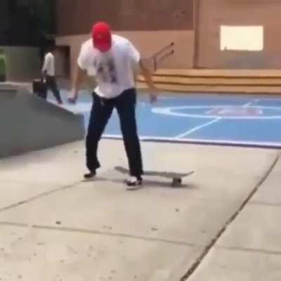 Smashing a skateboard