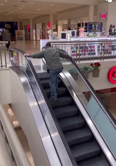 To go up the escalator