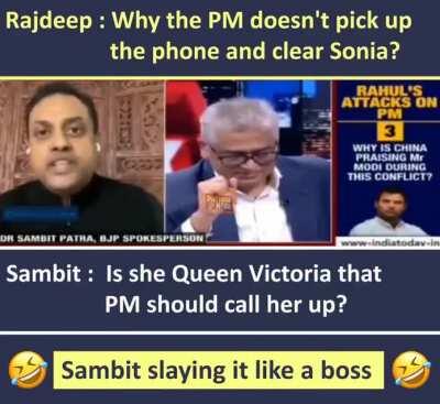 Sambit Patra destroys Rajdeep yet again