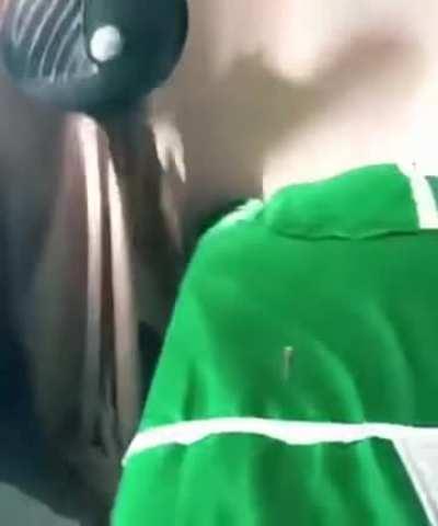 to hide from police disguised as a fan