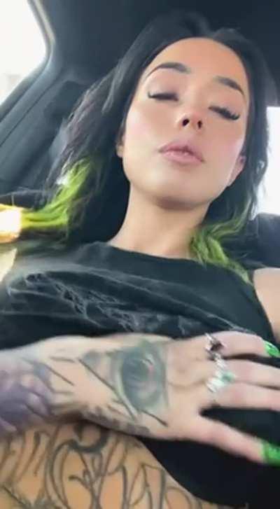 Quickie in my car before work in the parking lot… i just want my coworkers to see me ;) [gif]