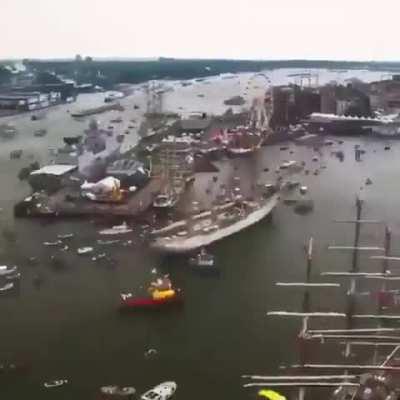 Massive Port traffic in Amsterdam during an event..