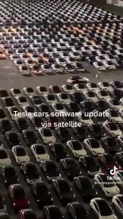 Tesla cars receiving their software update via satellite