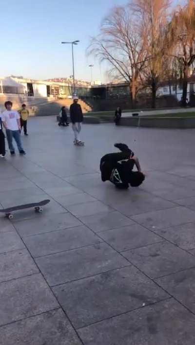 Blind guy doing a skateboard trick until he gets it right. So wholesome.