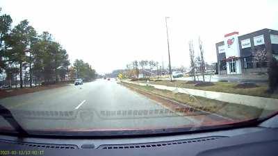 I'm the idiot in the car. Didn't realize how fast I was coming up on the turn. Nobody was hurt other than my tires treads