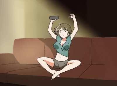 Transformation-on-sofa [M Gamer --> F Basic Girl] by Rikeza