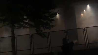 Source tweet says: "dear @donaldglover , hey, I got shot in the head last night by a riot control grenade shot by the federal agents at the portland battlements, and this song was playing, and i thought of you."