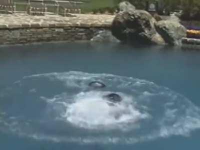 Macaulay Culkin pushes Michael Jackson off diving board, 1989